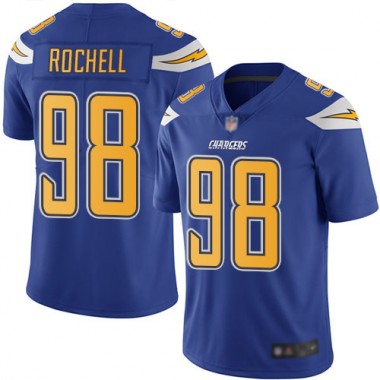 Los Angeles Chargers NFL Football Isaac Rochell Electric Blue Jersey Men Limited 98 Rush Vapor Untouchable